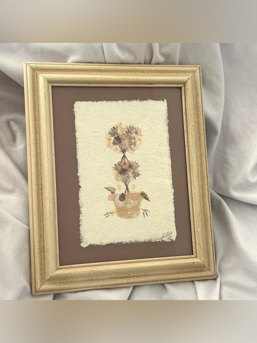 Vintage pressed flower framed wall art home decor topiary dried